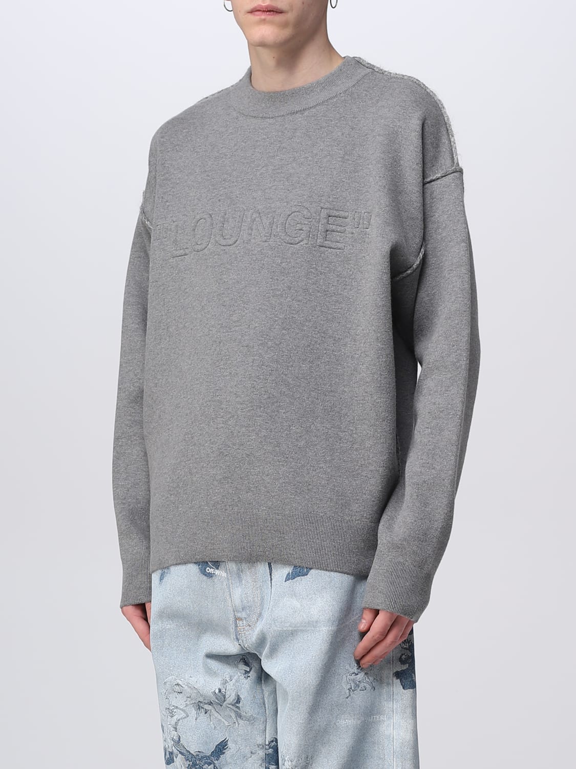 OFF-WHITE SWEATSHIRT: Off-white sweatshirt in cotton and viscose, Grey - Img 4