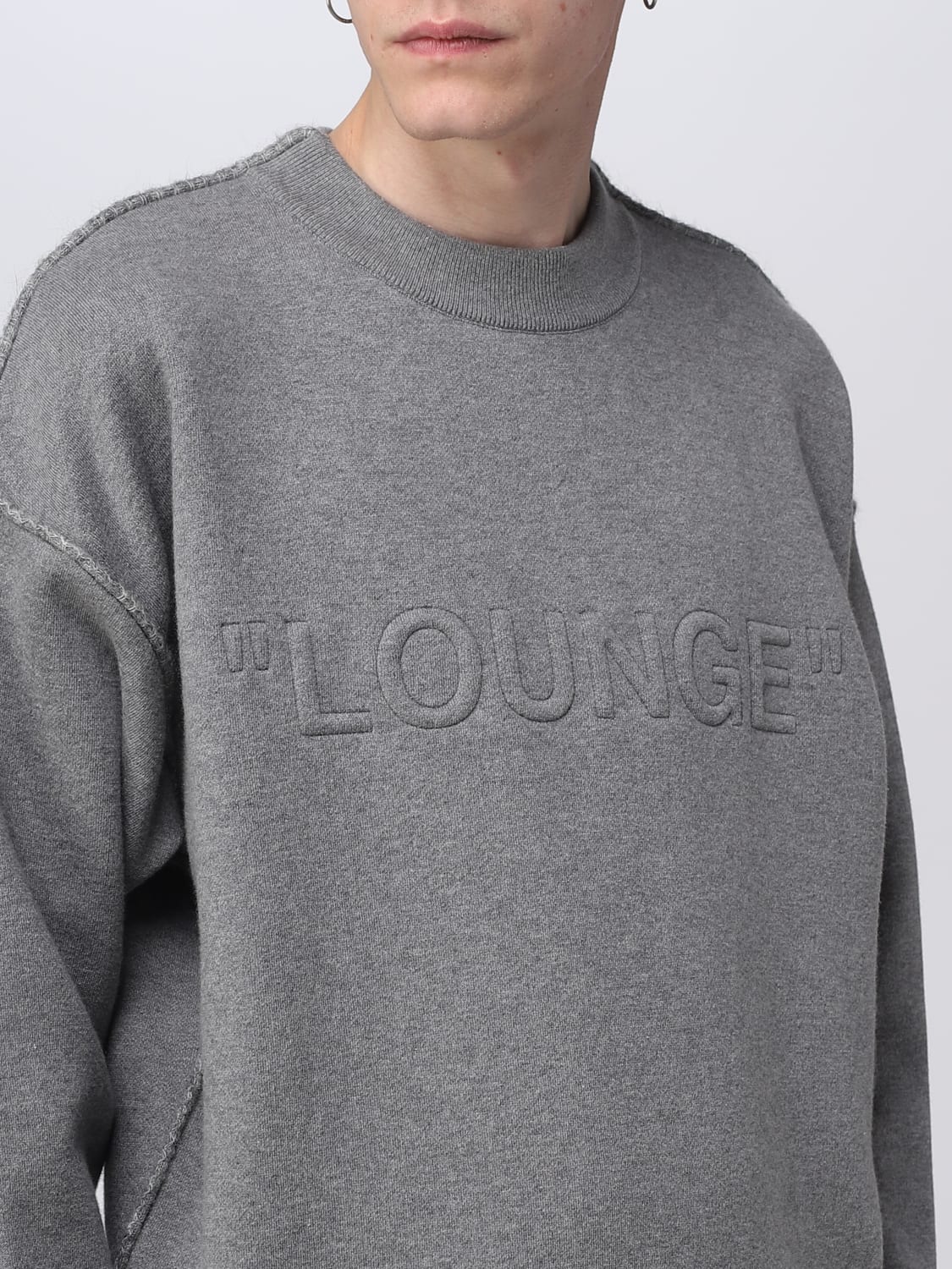 OFF-WHITE SWEATSHIRT: Off-white sweatshirt in cotton and viscose, Grey - Img 5