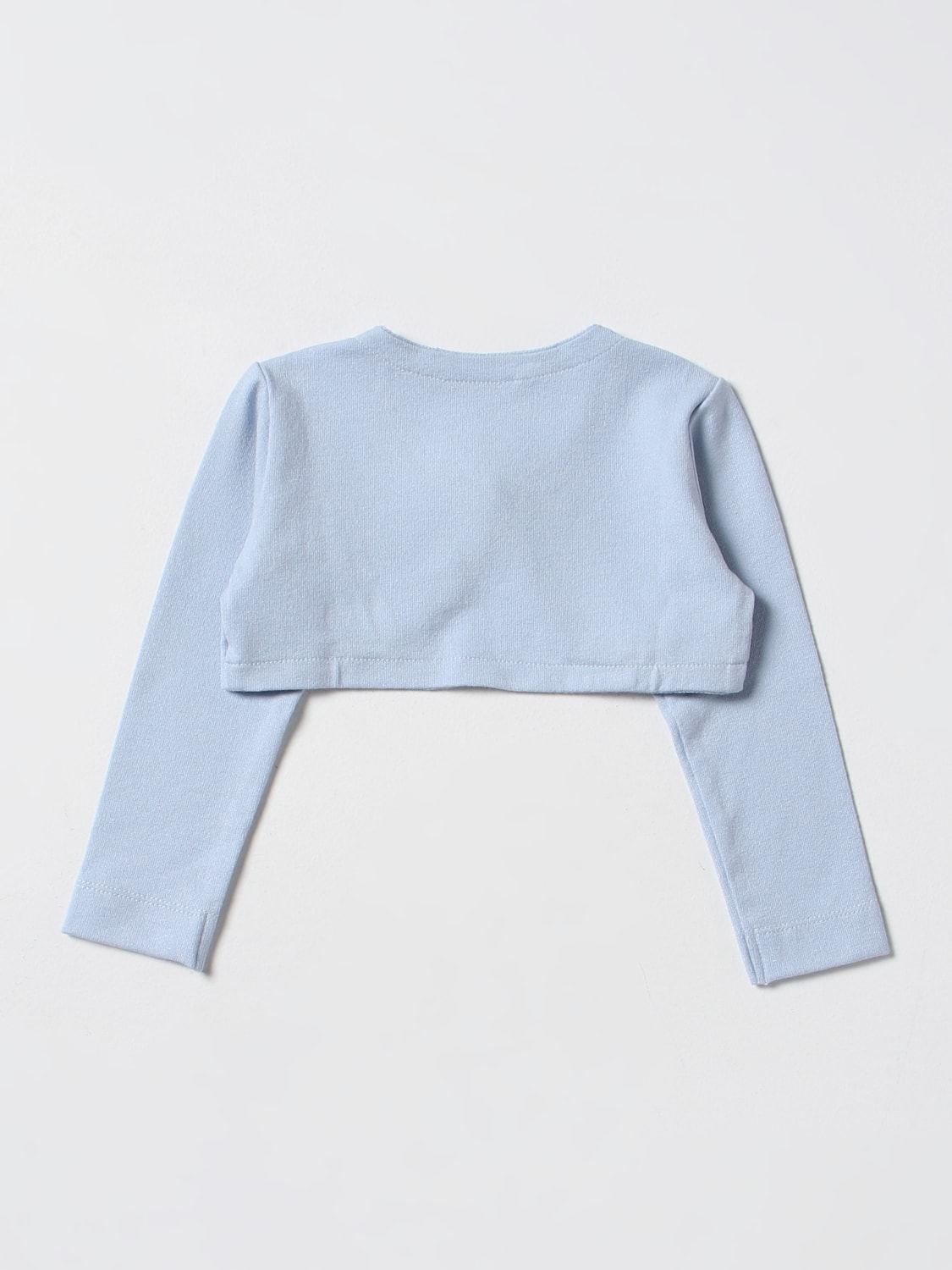 MONNALISA MAGLIA: Cardigan in cotone con logo di strass Monnalisa, Celeste - Img 2