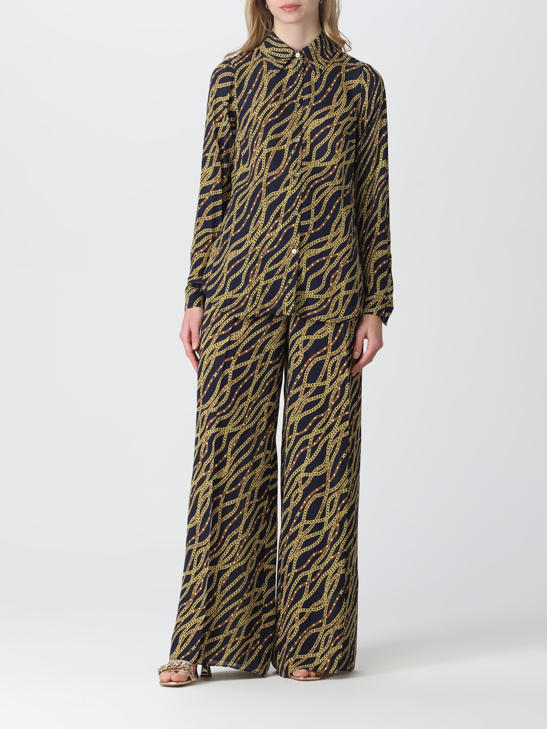 Michael Michael Kors Outlet Michael Kors pants in silk and viscose blend georgette Blue Michael Michael Kors pants MS330HP8EE online at GIGLIO.COM