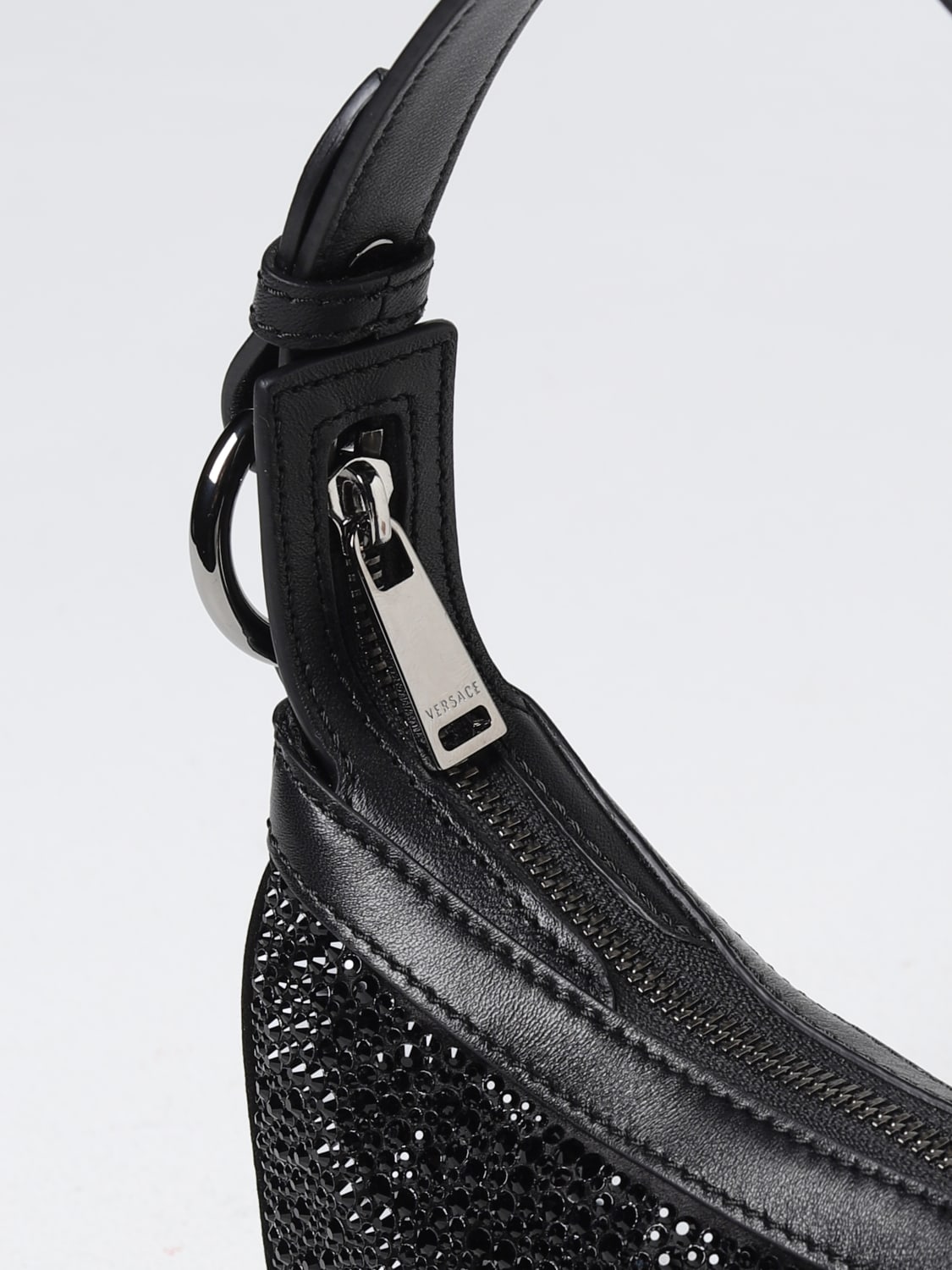 ハンドバッグ VERSACE Woman Handbag Black 10098191A06487 1B00E Versace Outlet: Medusa bag in leather with rhinestones