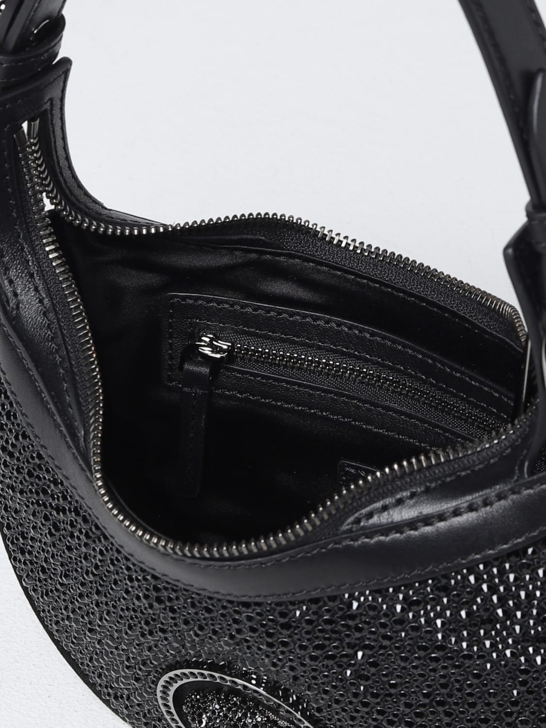 ハンドバッグ VERSACE Woman Handbag Black 10098191A06487 1B00E Versace Outlet: Medusa bag in leather with rhinestones