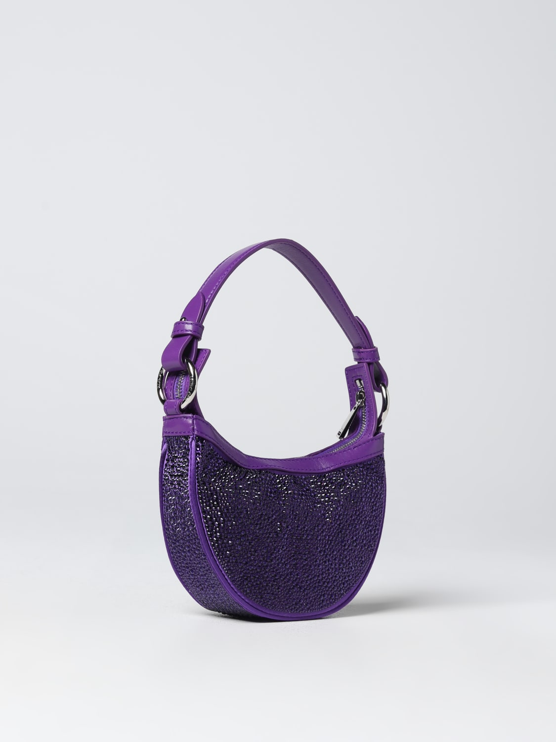 VERSACE HANDBAG: Medusa Versace bag in leather with rhinestones, Violet - Img 2