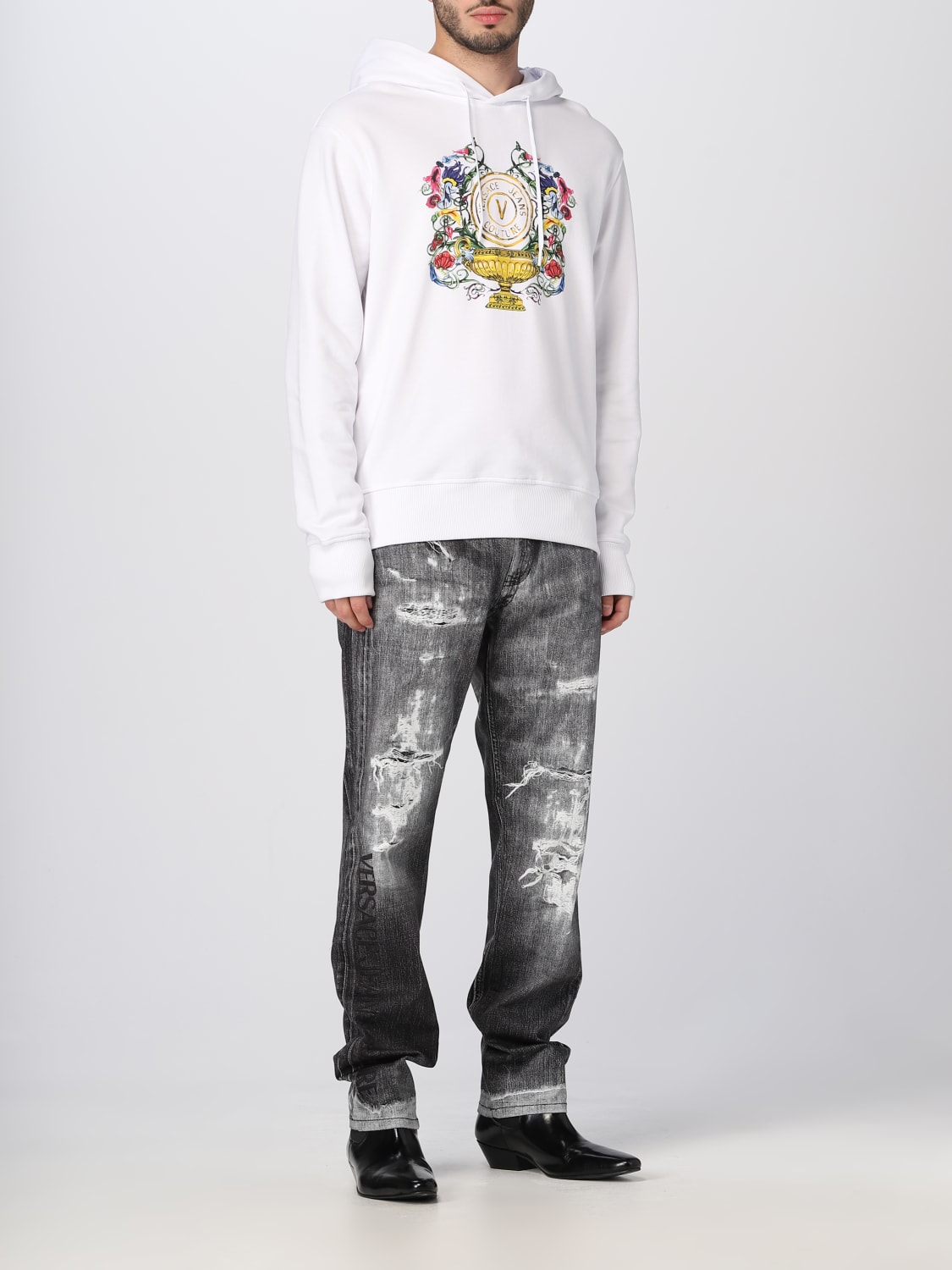 VERSACE JEANS COUTURE SWEATSHIRT: Versace Jeans Couture sweatshirt in cotton, White - Img 2
