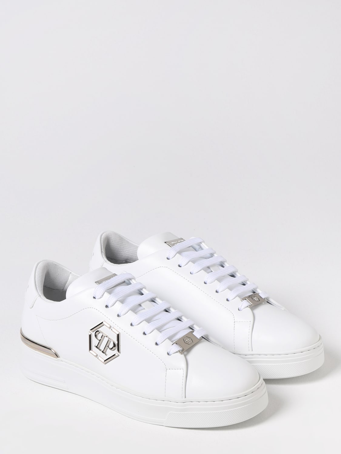 PHILIPP PLEIN SNEAKERS: Sneakers Hexagon Philipp Plein in pelle, Bianco - Img 2