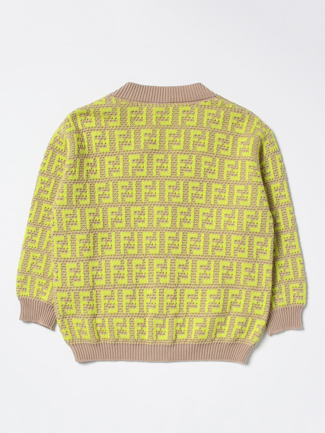 FENDI SWEATER: Fendi Kids cardigan in cotton, Beige - Img 2