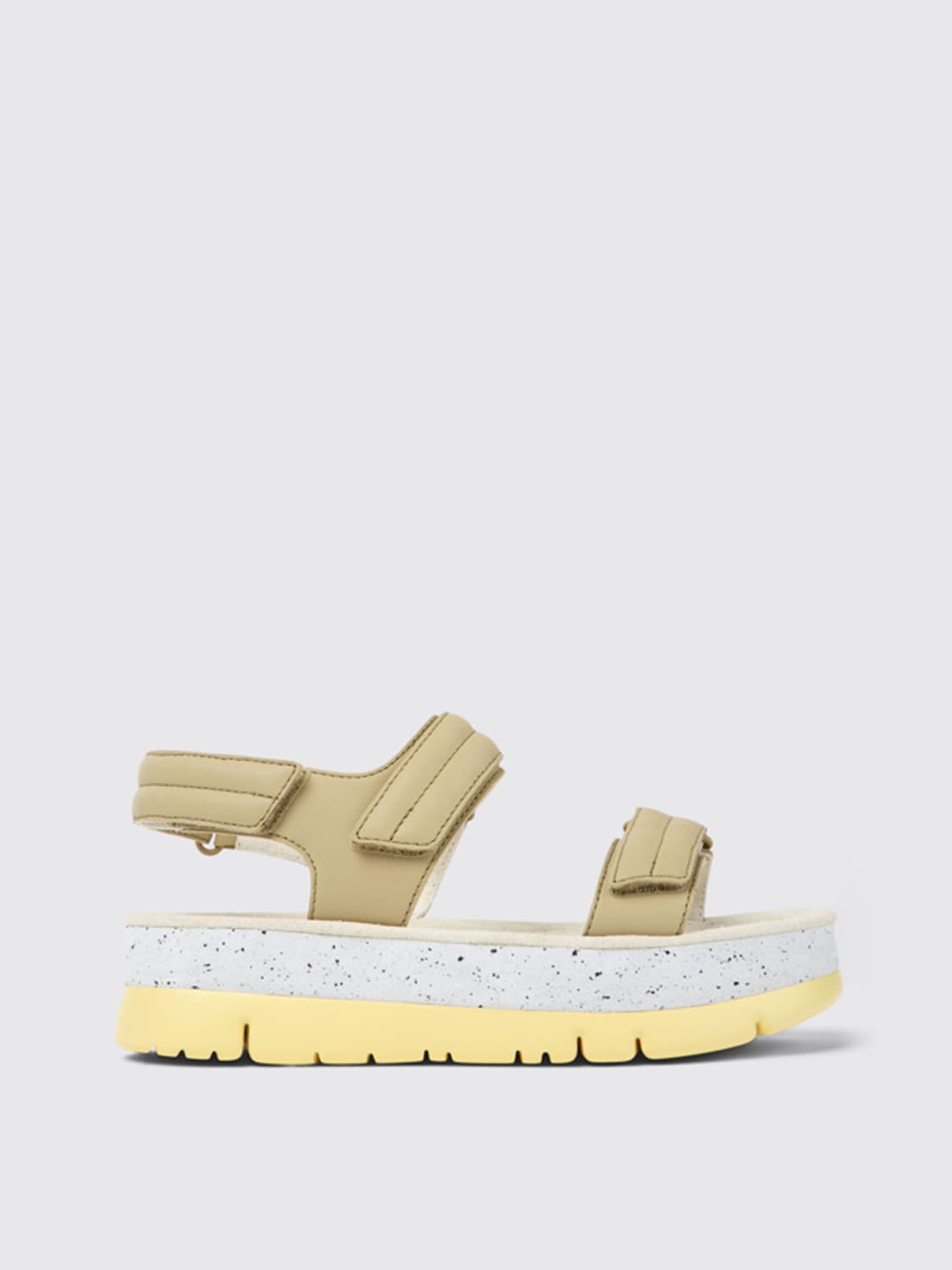 CAMPER FLAT SANDALS: Camper Oruga Up sandals in leather, Beige - Img 1