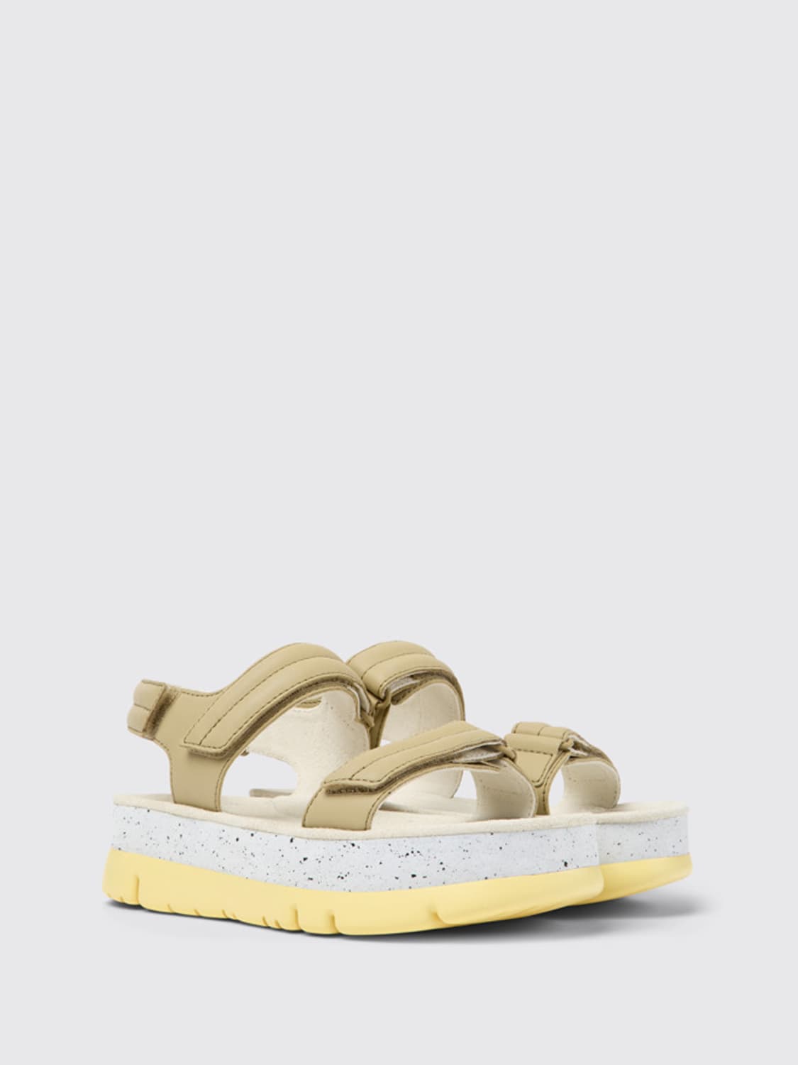 CAMPER FLAT SANDALS: Camper Oruga Up sandals in leather, Beige - Img 2