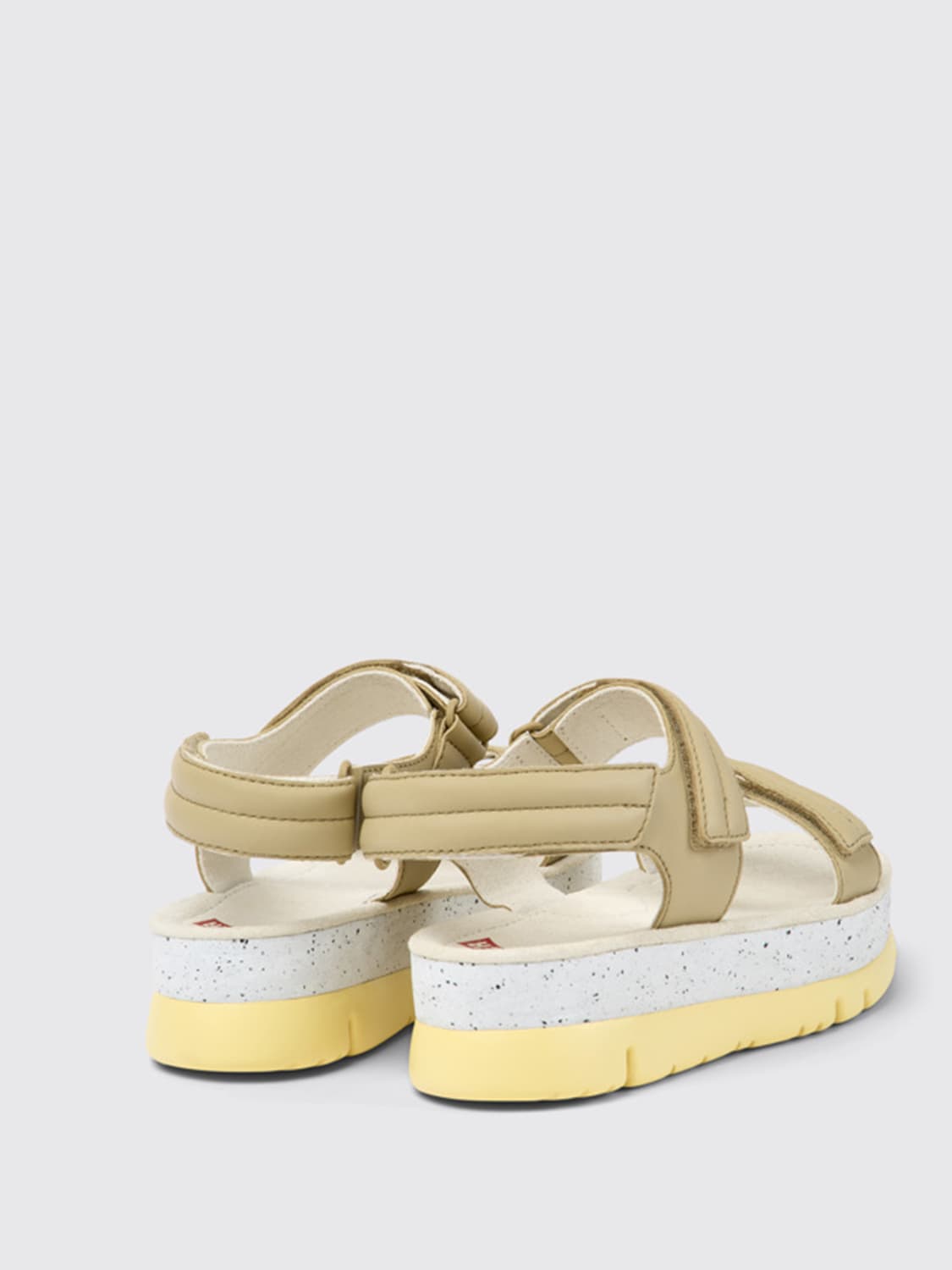 CAMPER FLAT SANDALS: Camper Oruga Up sandals in leather, Beige - Img 4