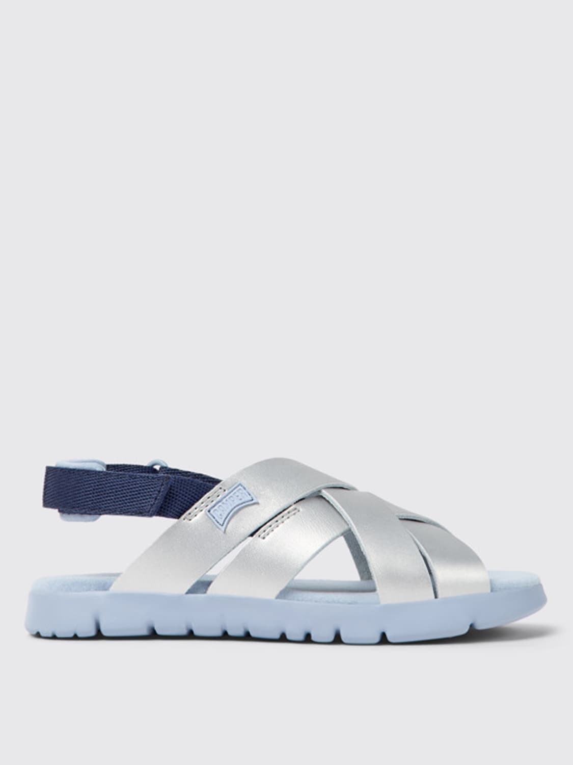 CAMPER SHOES: Camper Oruga sandals in leather and recycled polyester, Grey - Img 1