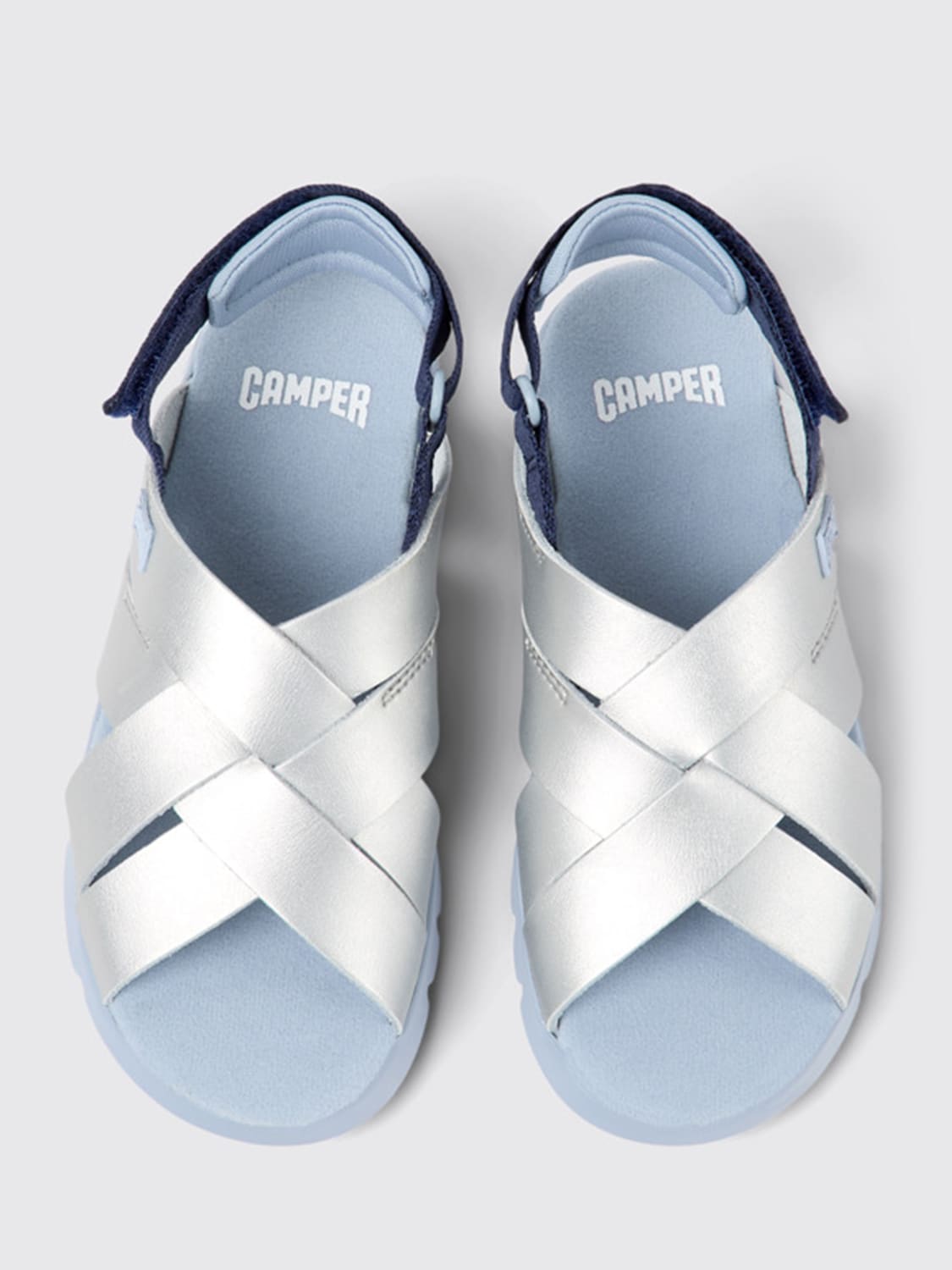 CAMPER SHOES: Camper Oruga sandals in leather and recycled polyester, Grey - Img 3