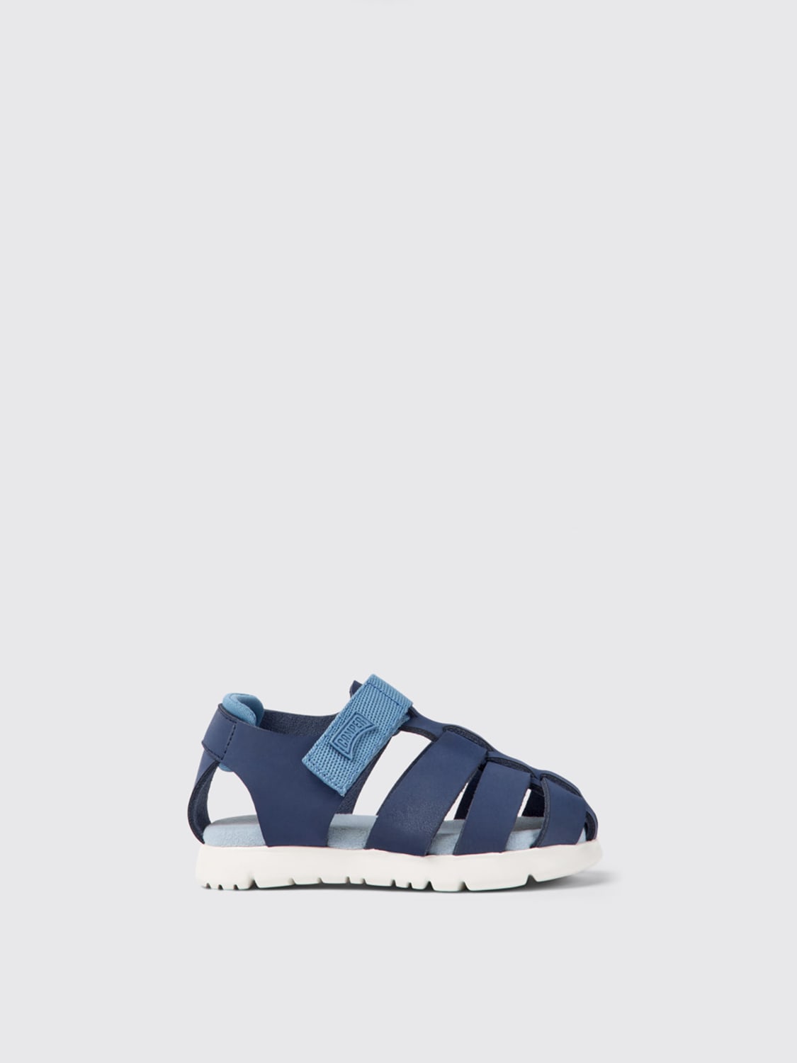 CAMPER SHOES: Camper Oruga sandals in leather and recycled polyester, Blue - Img 1