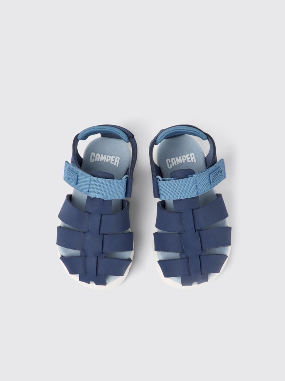 CAMPER SHOES: Camper Oruga sandals in leather and recycled polyester, Blue - Img 3