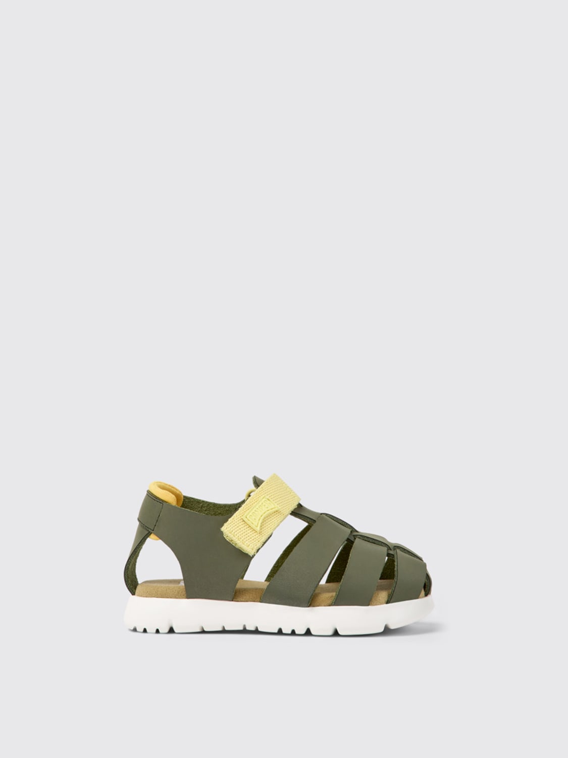 CAMPER SHOES: Camper Oruga sandals in leather and recycled polyester, Green - Img 1