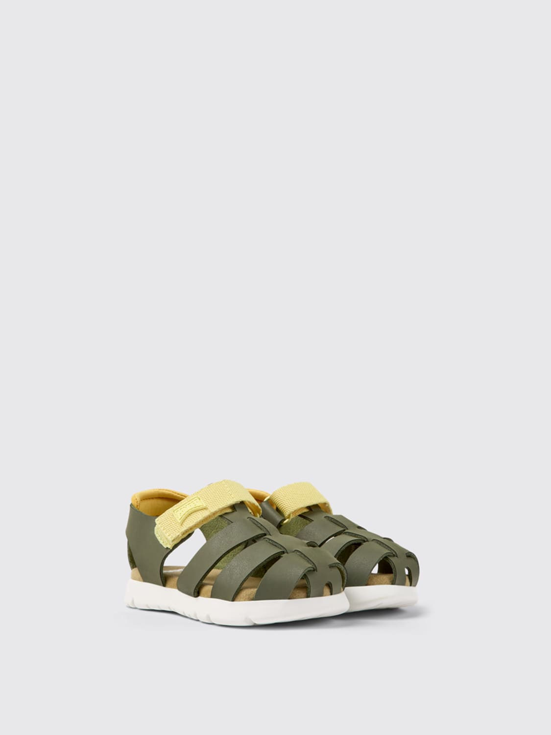 CAMPER SHOES: Camper Oruga sandals in leather and recycled polyester, Green - Img 2