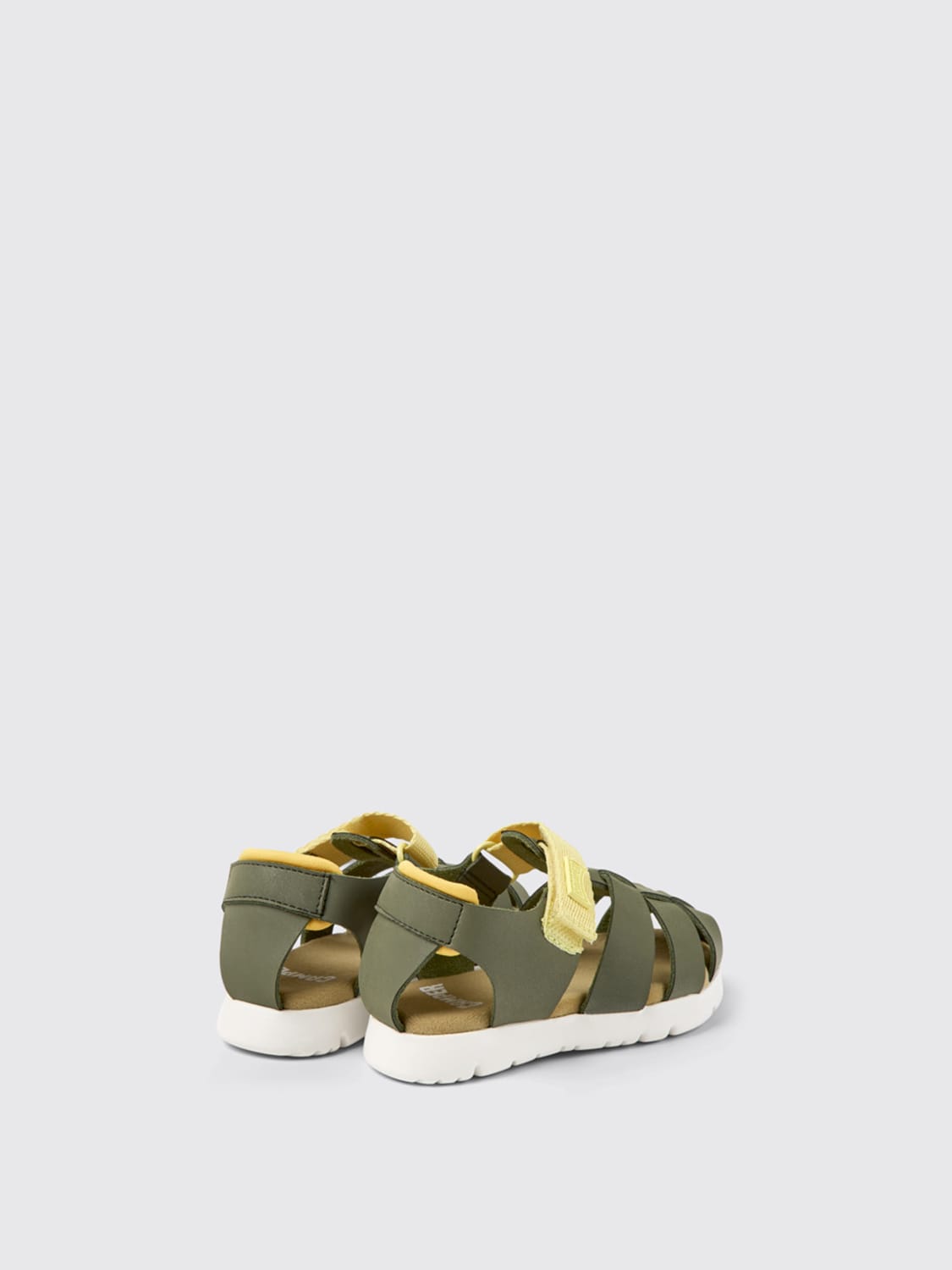 CAMPER SHOES: Camper Oruga sandals in leather and recycled polyester, Green - Img 4