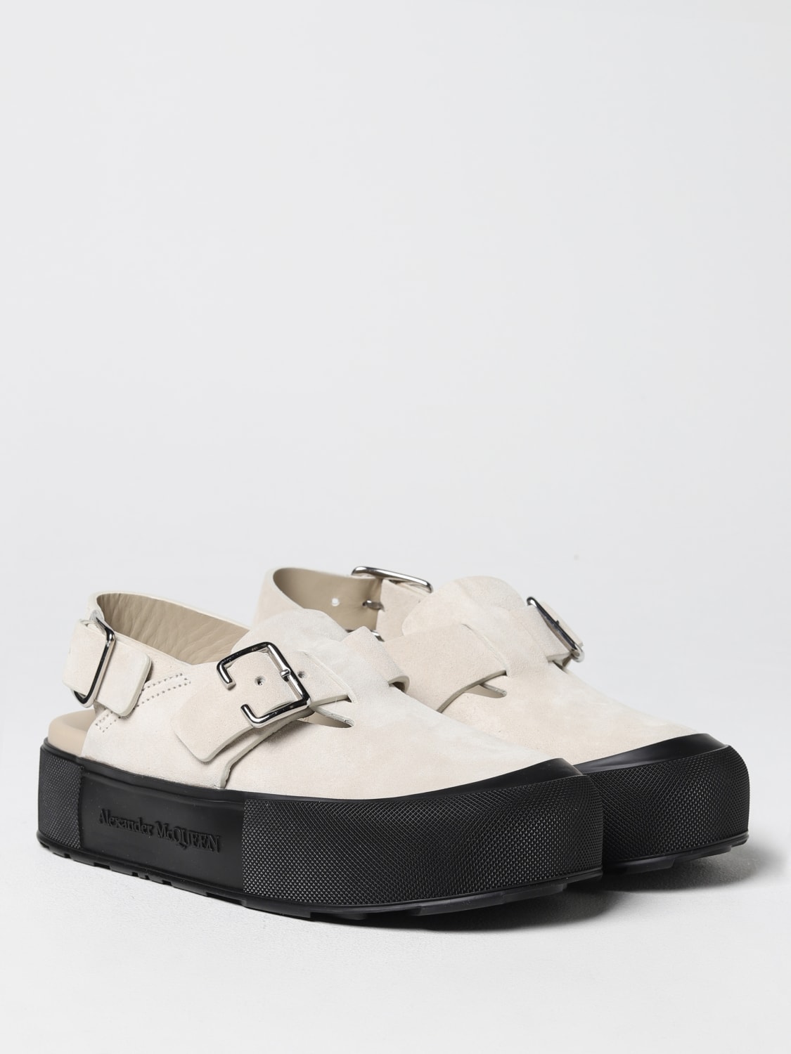 ALEXANDER MCQUEEN SANDALS: Alexander McQueen Mount Slick mules in suede, Beige - Img 2