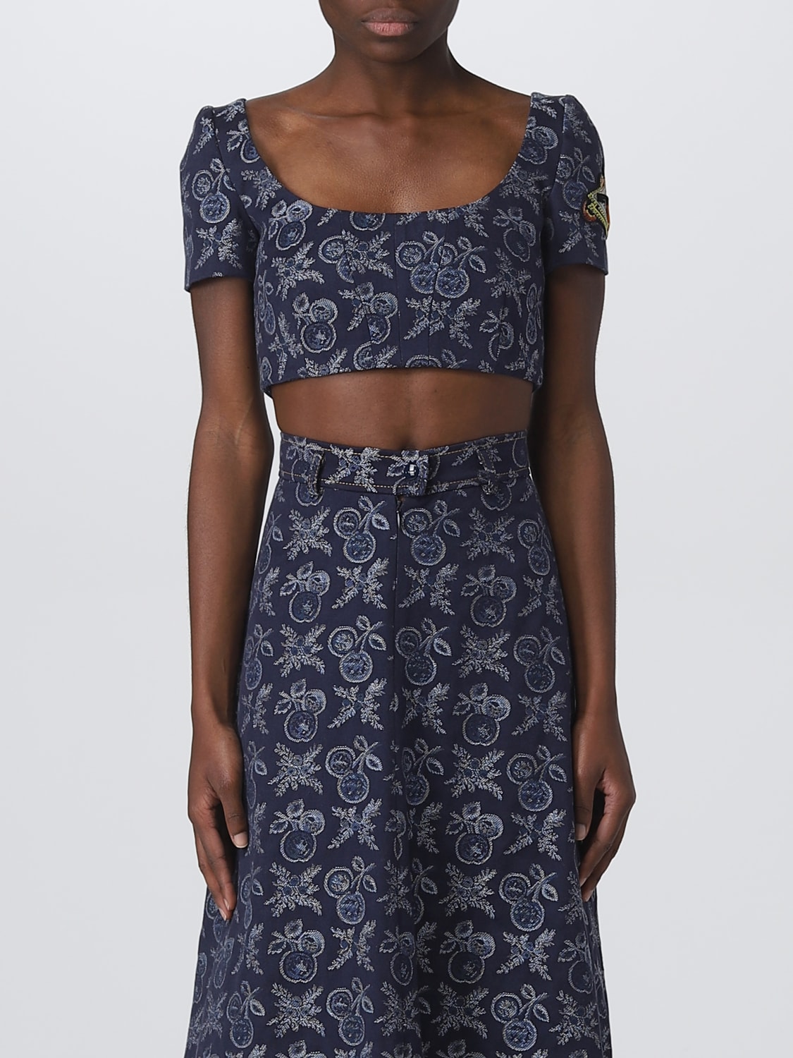 Tシャツ・カットソー ETRO Women Tunic Tops WRMA0010AU072 B1932 BLUE Wylie Denim Tunic Top Railway Blue Online | Zimmermann