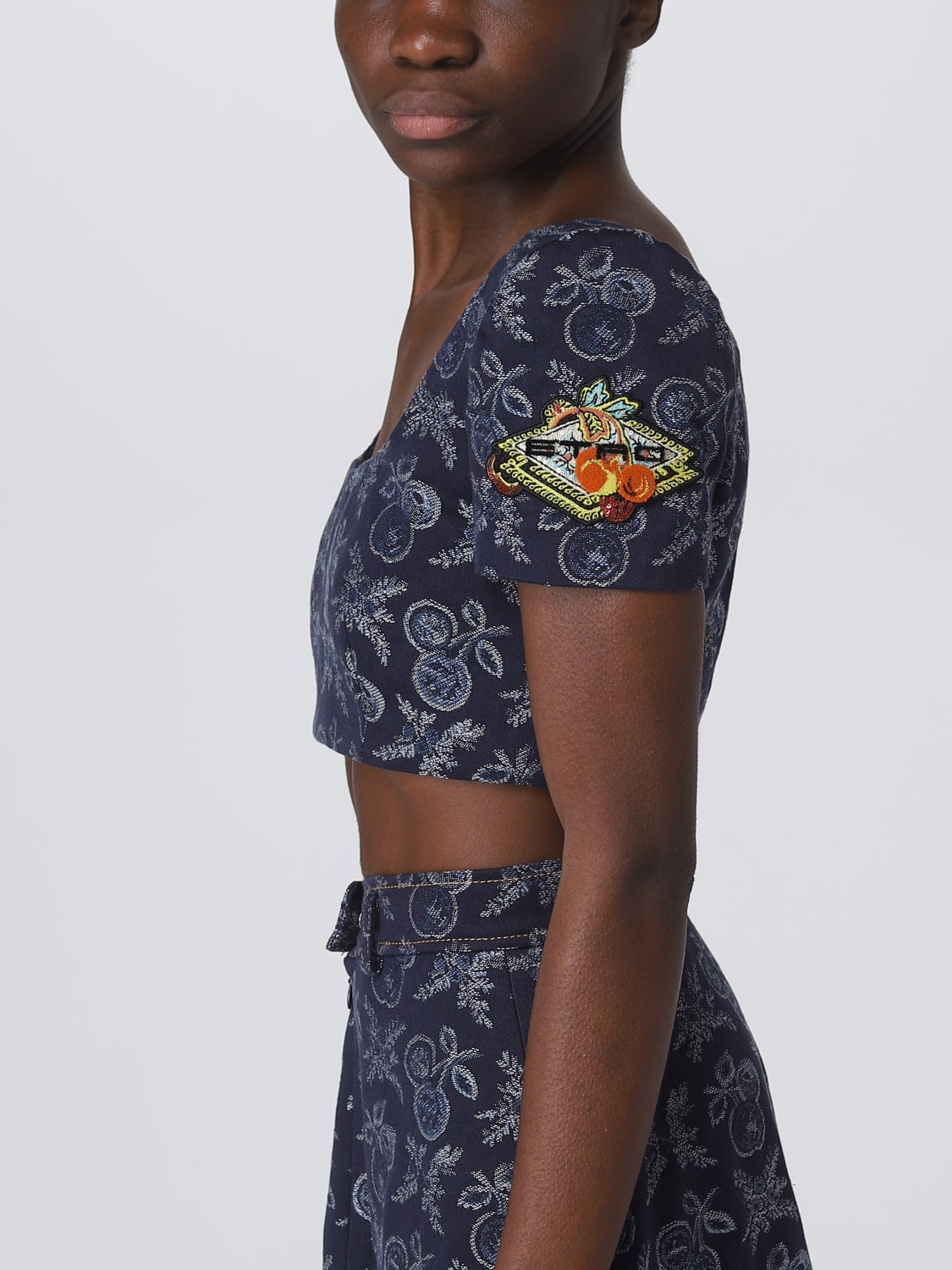 ETRO: top in jacquard denim - Blue | Etro top 126011617 ETRO: top in jacquard denim - Blue | Etro top 126011617