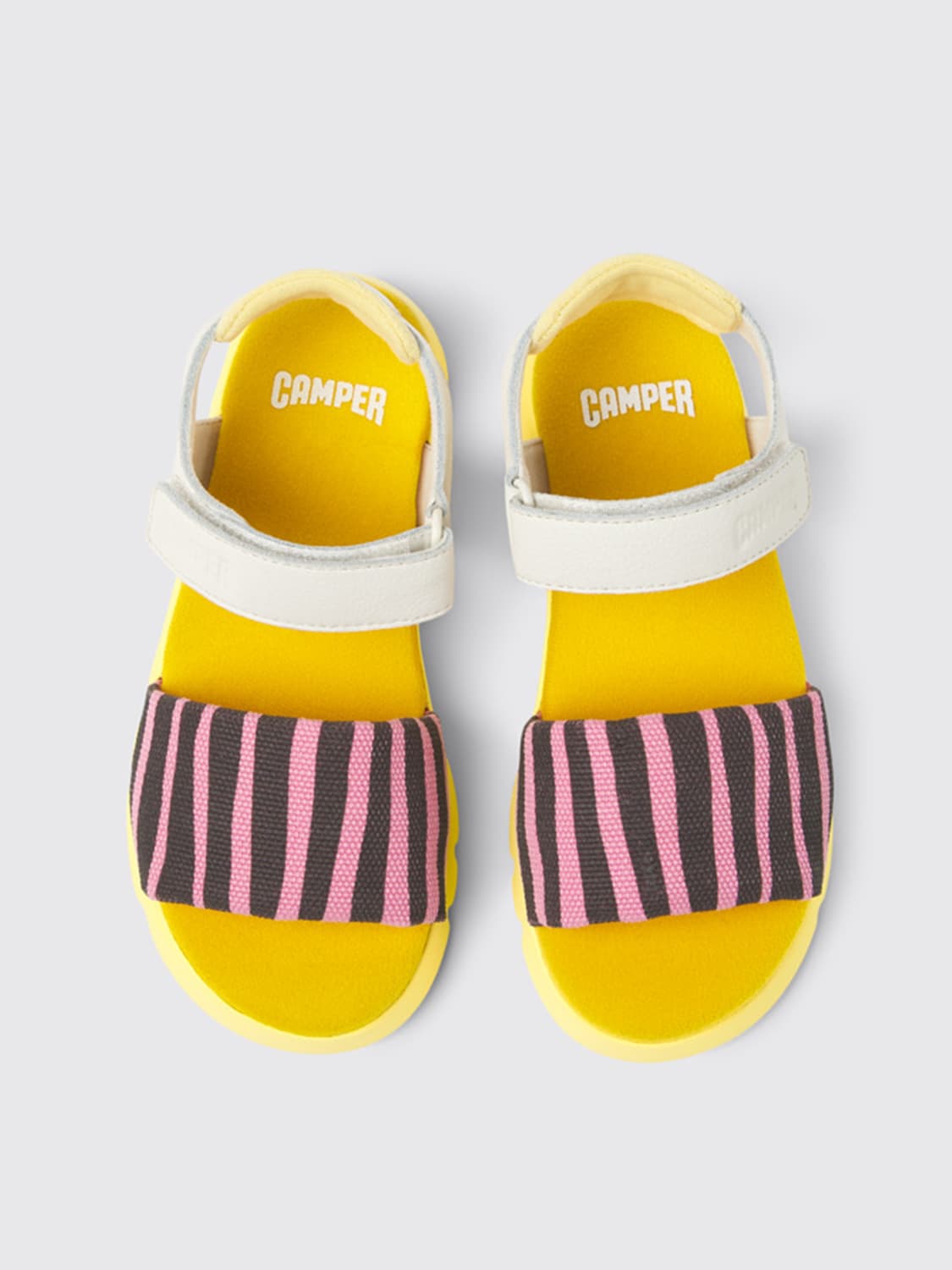 CAMPER SHOES: Camper Oruga sandals in fabric and leather, Multicolor - Img 3