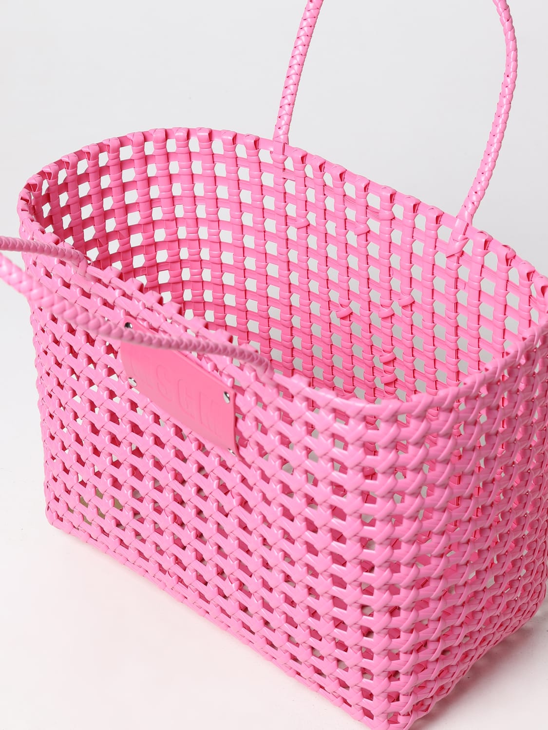 MSGM TOTE BAGS: MSGM bag in woven PVC, Fuchsia - Img 4