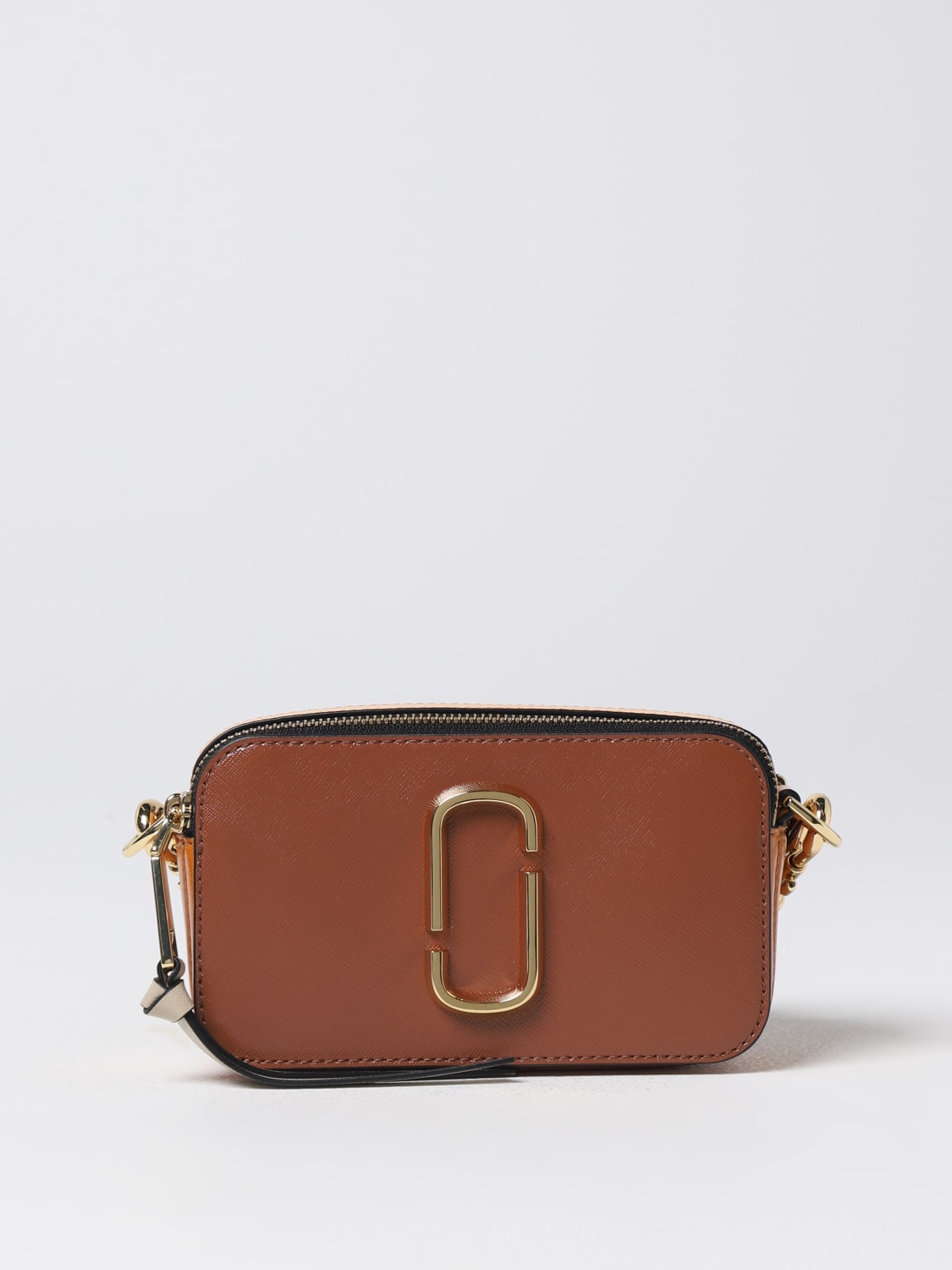 MARC JACOBS BORSA MINI: Borsa The Snapshot Marc Jacobs in pelle stampa cocco, Marrone - Img 1