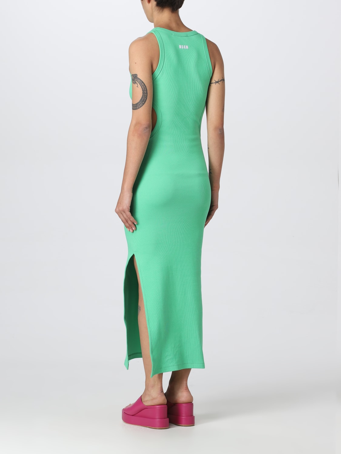 MSGM DRESS: MSGM dress in stretch cotton, Green - Img 2