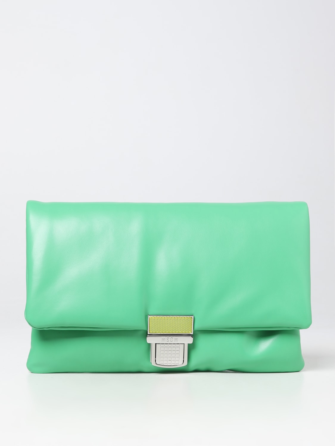 MSGM CLUTCH: MSGM clutch in synthetic nappa leather, Green - Img 1