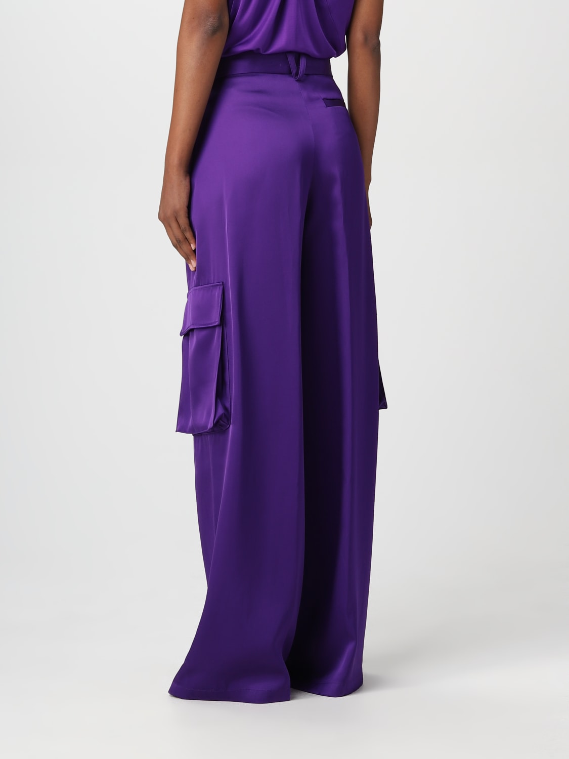 VERSACE PANTS: Versace satin pants, Violet - Img 3