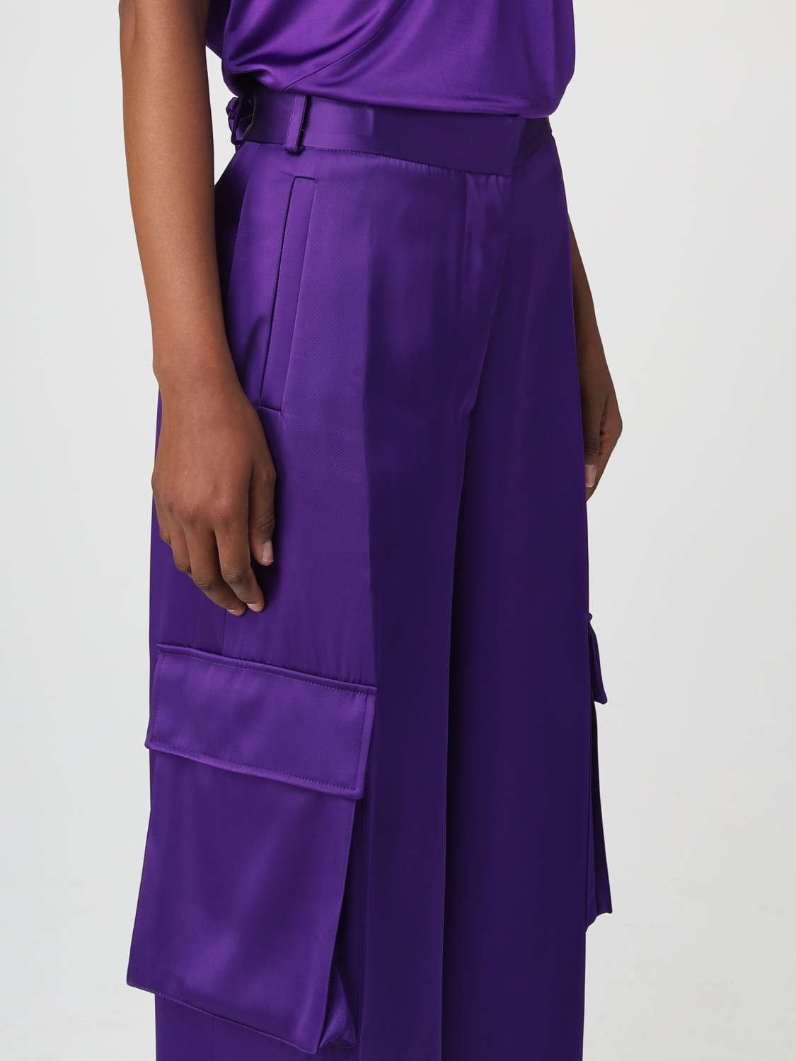 VERSACE PANTS: Versace satin pants, Violet - Img 4