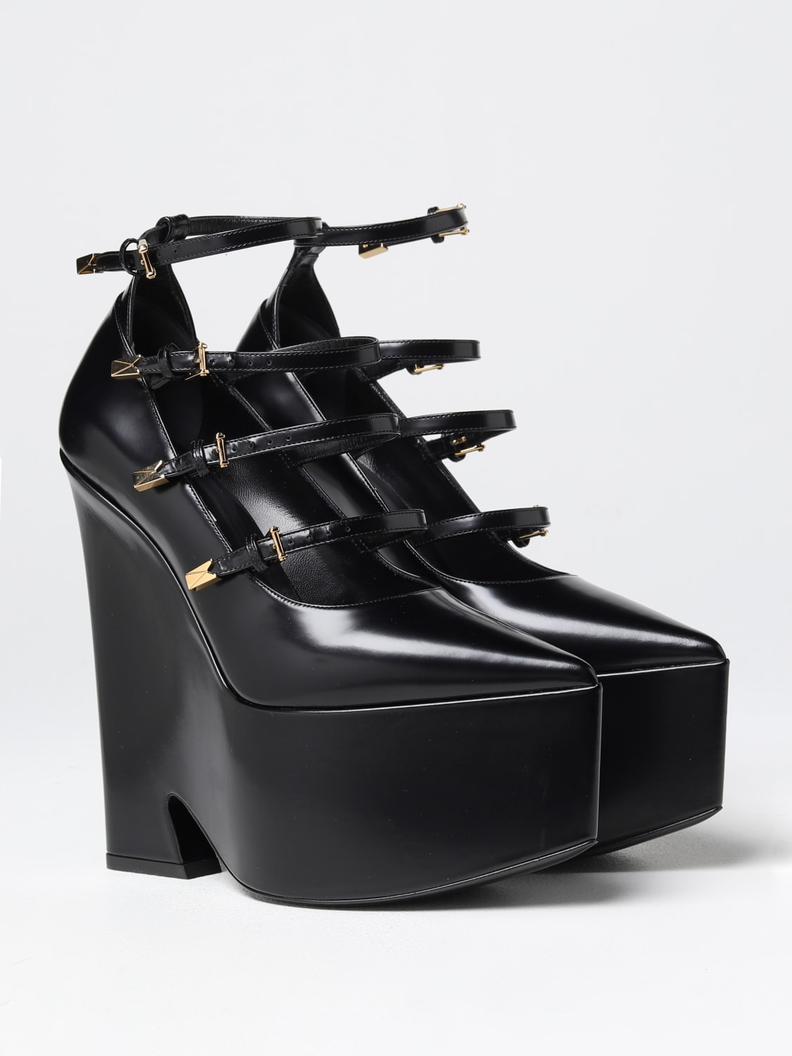 VERSACE WEDGE SHOES: Pump Tempest Versace in leather, Black - Img 2