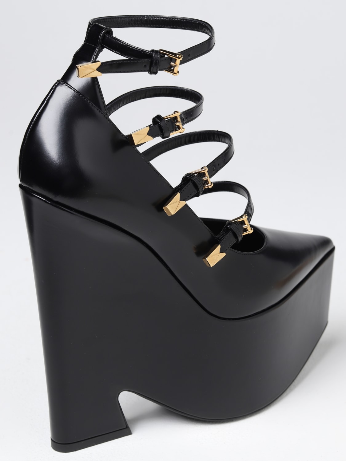 VERSACE WEDGE SHOES: Pump Tempest Versace in leather, Black - Img 4