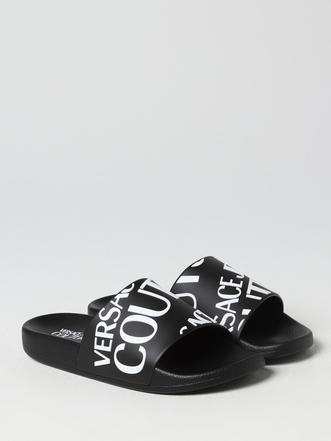 VERSACE JEANS COUTURE FLAT SANDALS: Slides Versace Jeans Couture in rubber, Black - Img 2