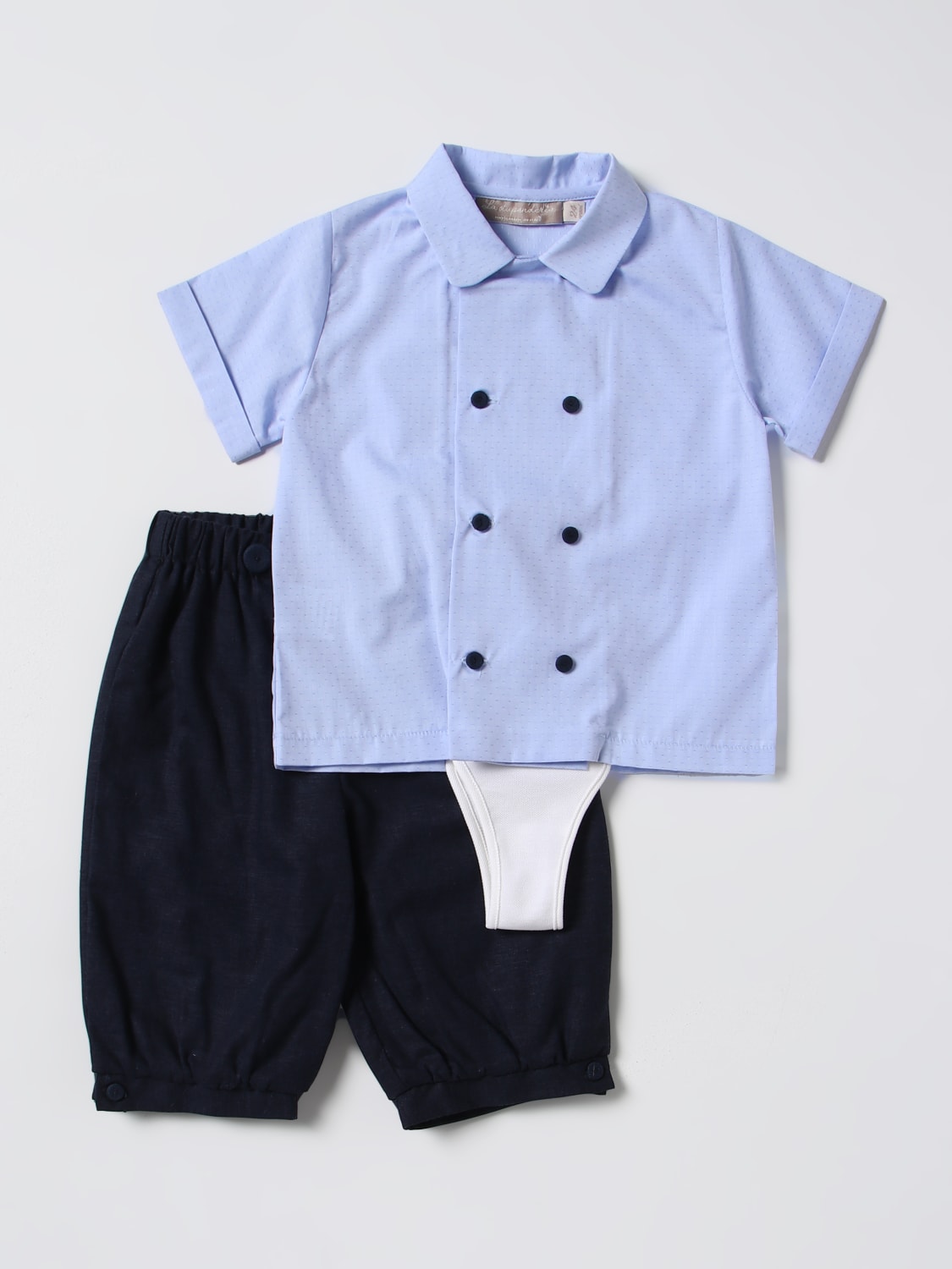 LA STUPENDERIA JUMPSUIT: La Stupenderia cotton blend and linen set, Gnawed Blue - Img 3