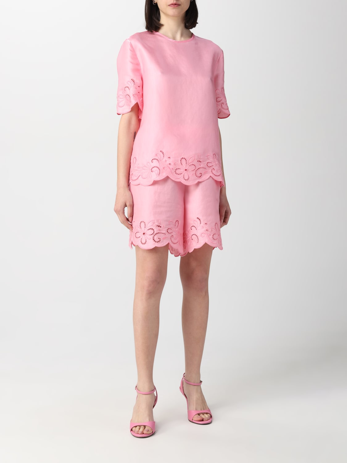 BOUTIQUE MOSCHINO TOP E BLUSE: Top Boutique Moschino in raso, Rosa - Img 2