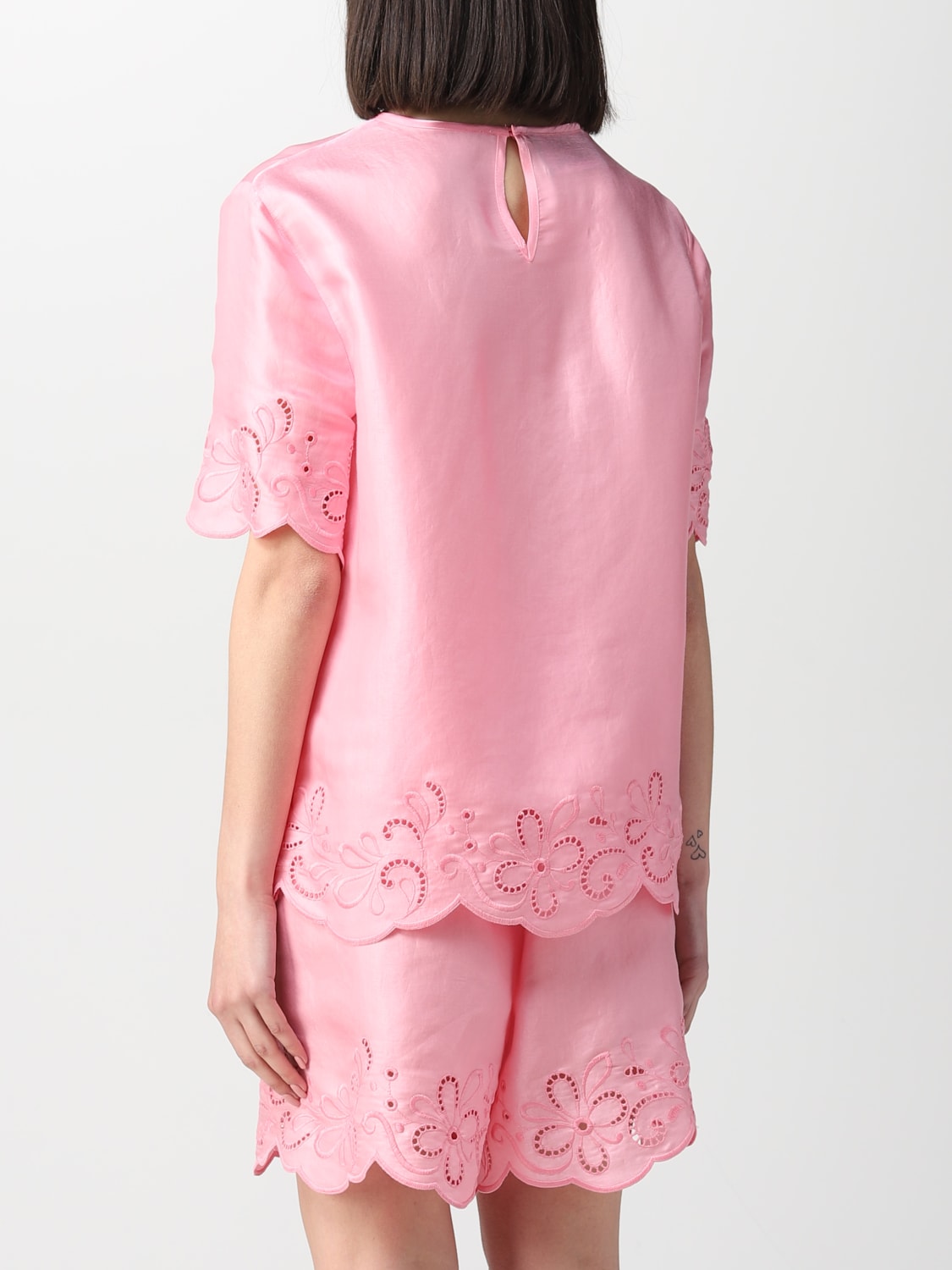 BOUTIQUE MOSCHINO TOP E BLUSE: Top Boutique Moschino in raso, Rosa - Img 3