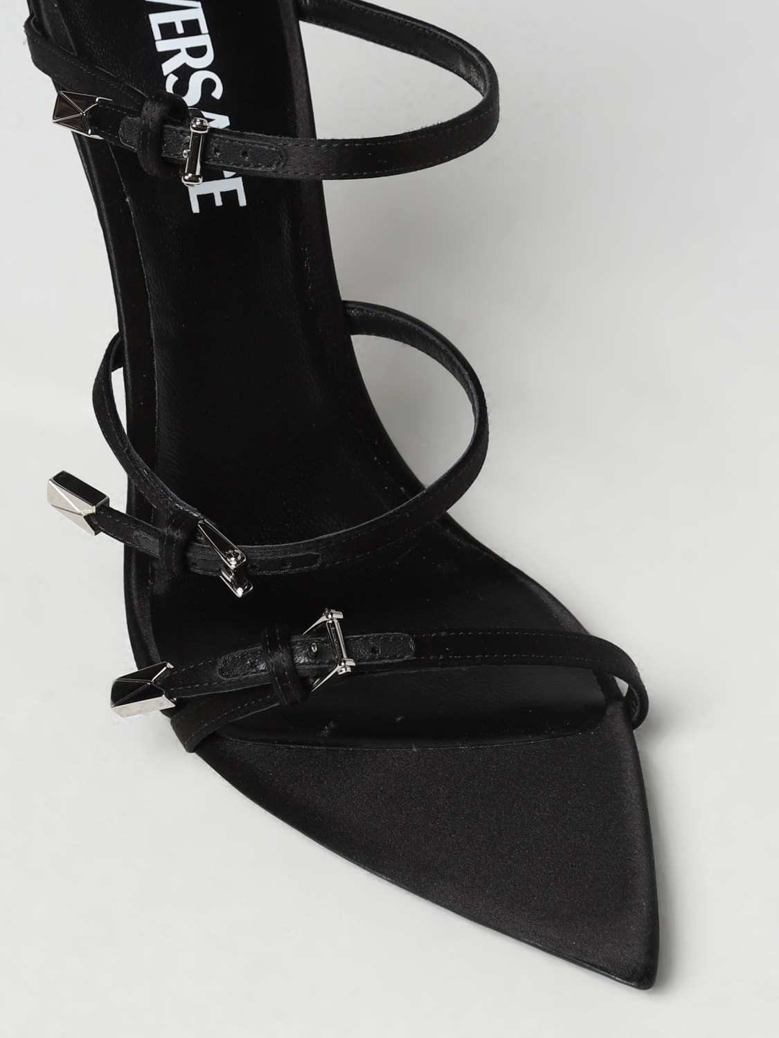 VERSACE HEELED SANDALS: Versace sandal in satin, Black - Img 4