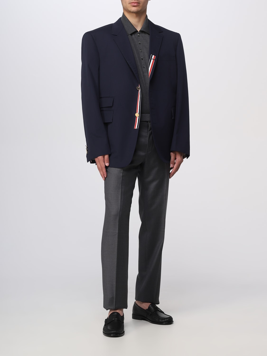 THOM BROWNE JACKET: Thom Browne blazer in cotton blend, Blue - Img 2