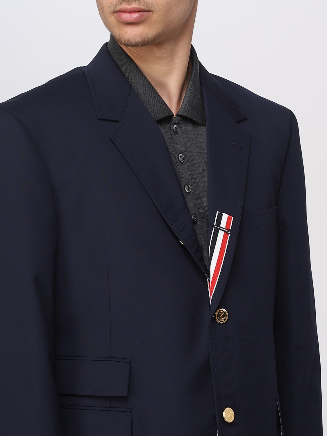 THOM BROWNE JACKET: Thom Browne blazer in cotton blend, Blue - Img 5
