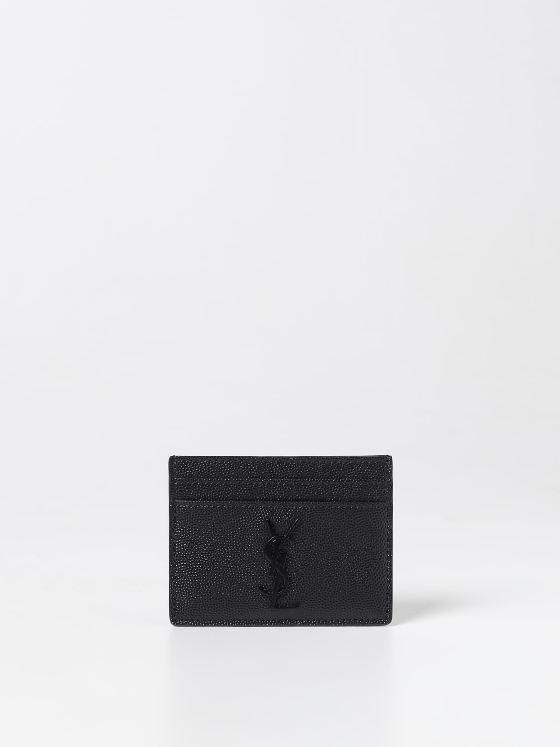 SAINT LAURENT WALLET: Saint Laurent card holder in grained leather, Black - Img 1
