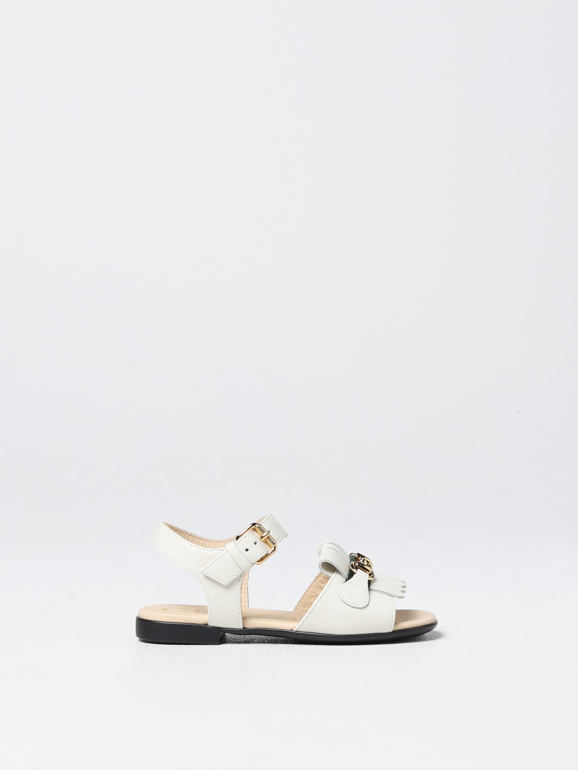 GUCCI SHOES: Gucci sandal in brushed leather, White - Img 1