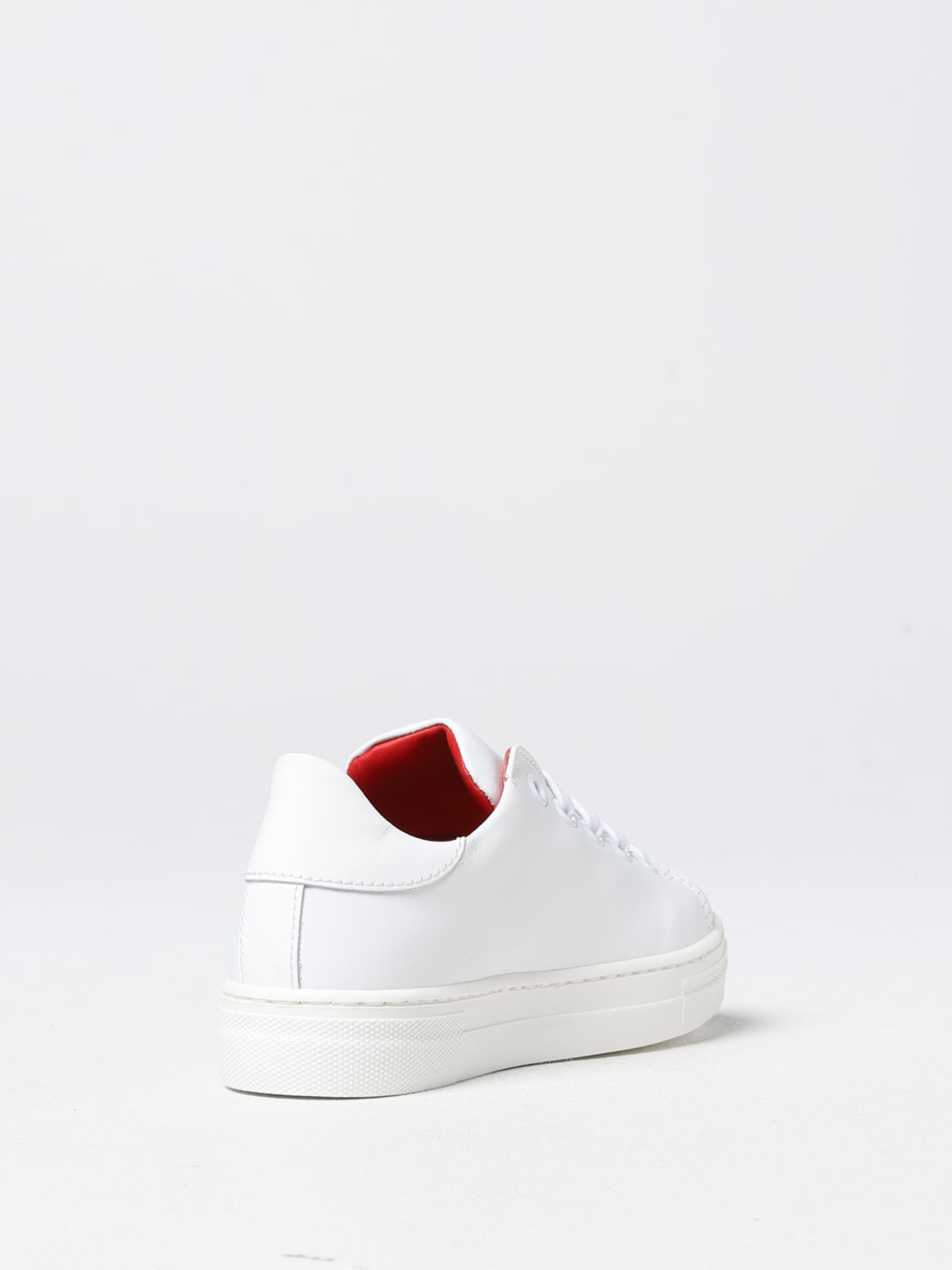 MOSCHINO SNEAKERS: Sneakers Moschino Kid in pelle, Bianco - Img 3