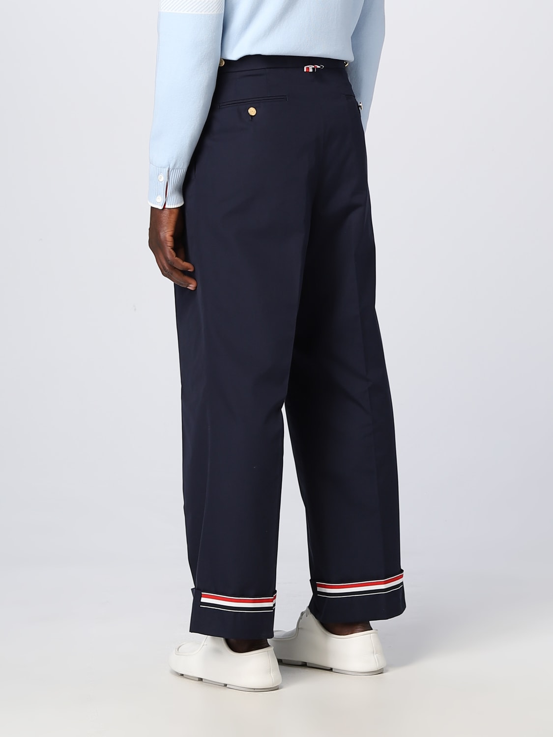 パンツ THOM BROWNE Wool pants Blue FTC503A02872 High Waisted Double Pleat Trouser In School Uniform Plain