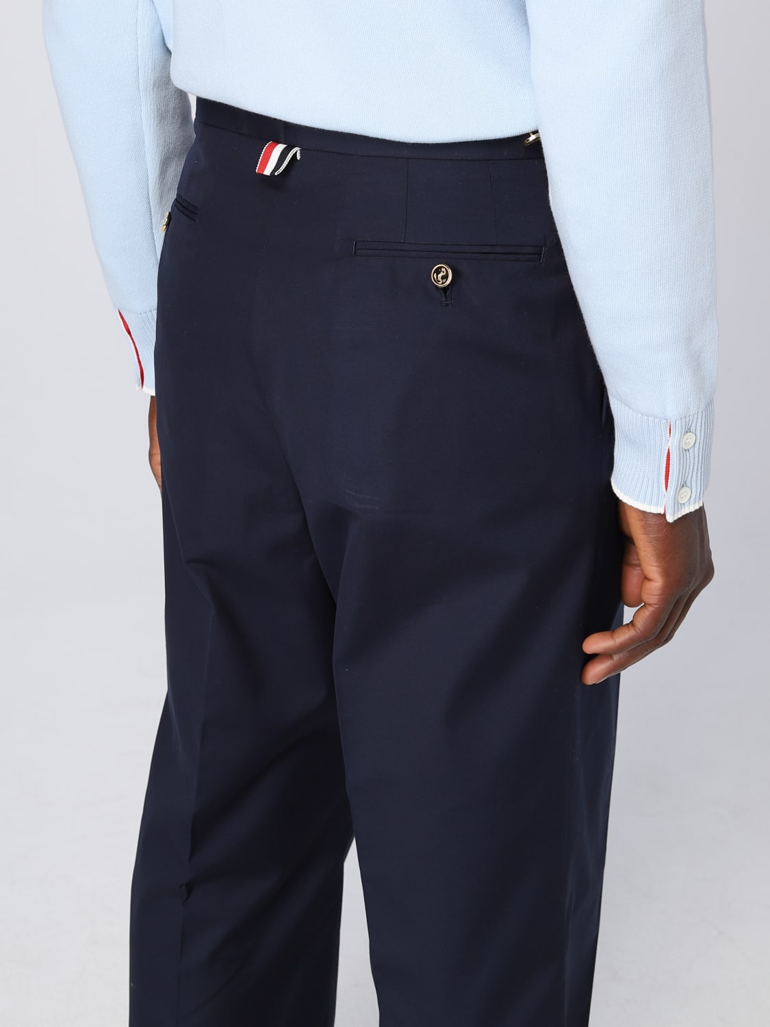 パンツ THOM BROWNE Wool pants Blue FTC503A02872 High Waisted Double Pleat Trouser In School Uniform Plain