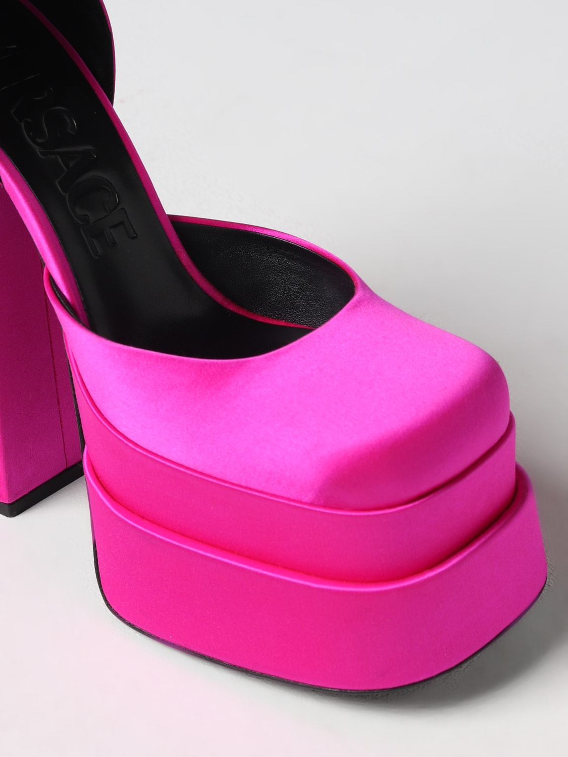 VERSACE HIGH HEEL SHOES: Mary Jane Medusa Aevitas Versace in satin, Fuchsia - Img 4