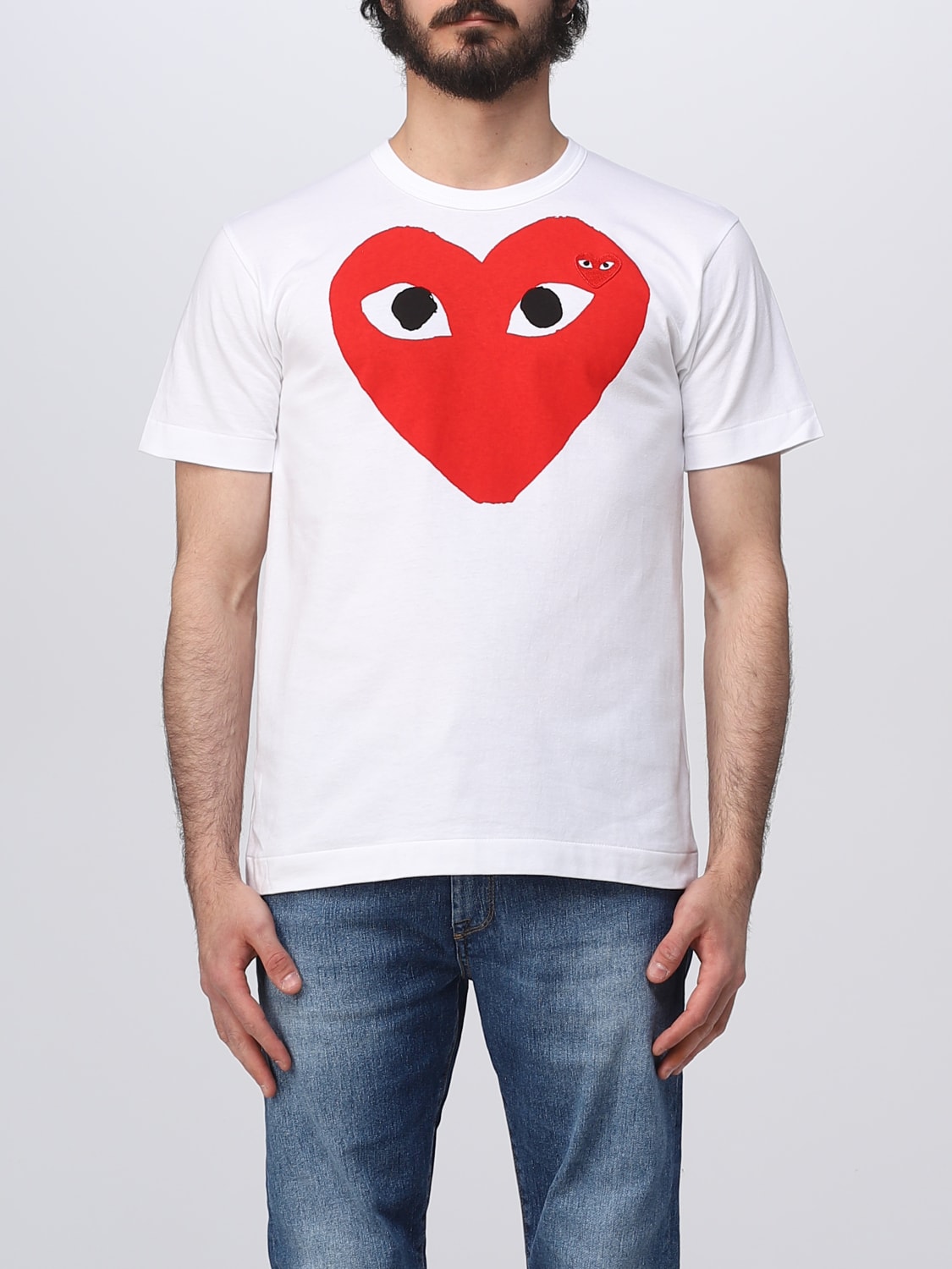 COMME DES GARCONS PLAY: T-shirt men - White | Comme Des Garcons Play t ...