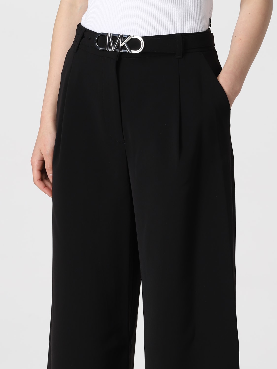 パンツ Michael Kors Woman Pants Black MS330GM8AP 001 Cropped Stretch Twill Belted Pants | Michael Kors [GB]