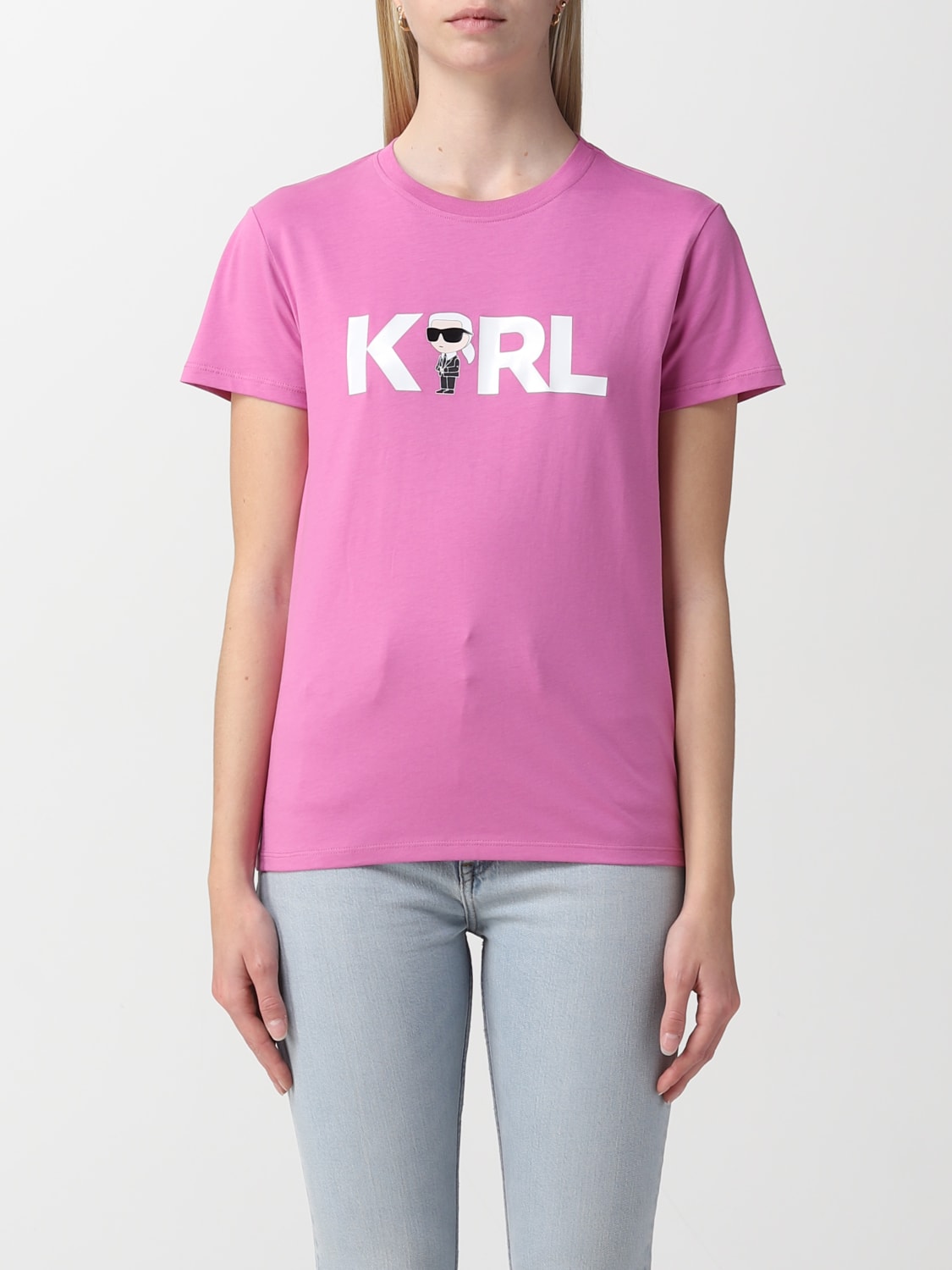 KARL LAGERFELD T-SHIRT: T-shirt woman Karl Lagerfeld, Fuchsia - Img 1