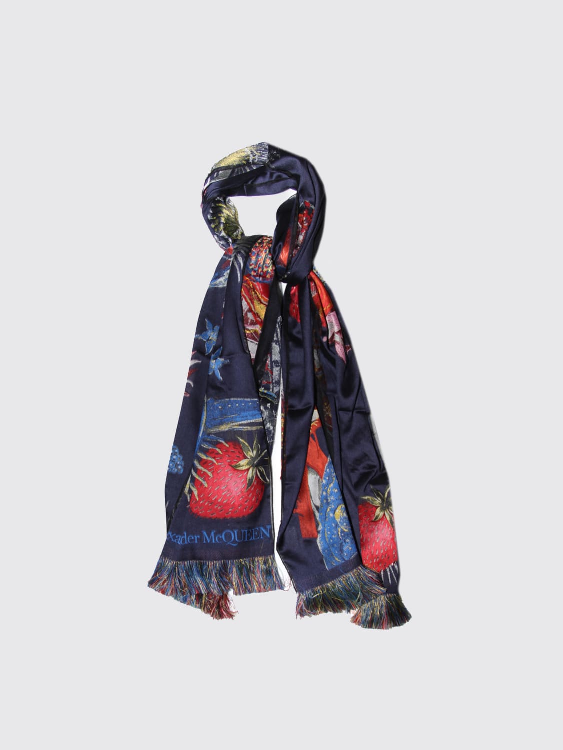 ALEXANDER MCQUEEN SCARF: Alexander McQueen scarf in silk blend, Navy - Img 2