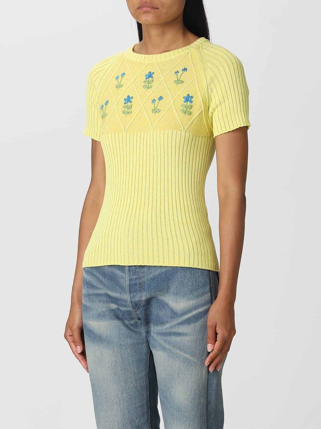 Tシャツ・カットソー CORMIO Women Tops OMA5YELLOW Yellow Cormio Outlet: T-shirt woman - Yellow | Cormio top DIAMOND